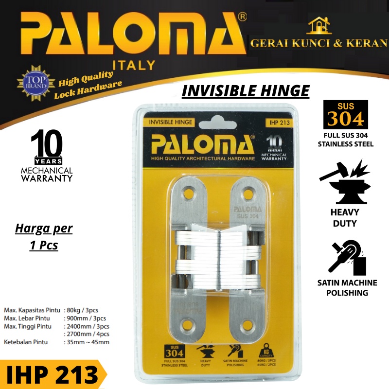 PALOMA IHP 213 INVISIBLE HINGE ENGSEL TANAM P65 STAINLESS STEEL