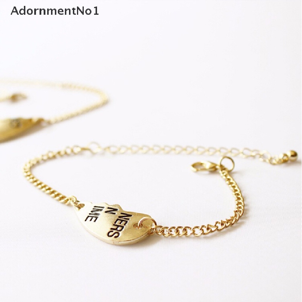 (AdornmentNo1) 2pcs / Set Gelang Tangan Rantai + Liontin Hati Motif Tulisan Best Friends Forever Untuk Wanita