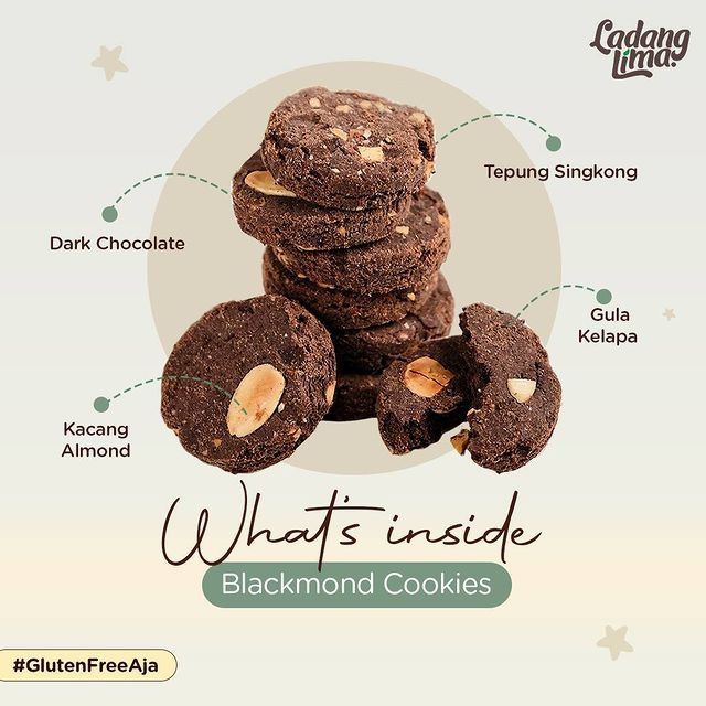 LADANG LIMA BLACKMOND SACHET COOKIES GLUTEN FREE | SNACK CEMILAN DIET SEHAT ASI BOOSTER KACANG ALMOND DARK CHOCOLATE