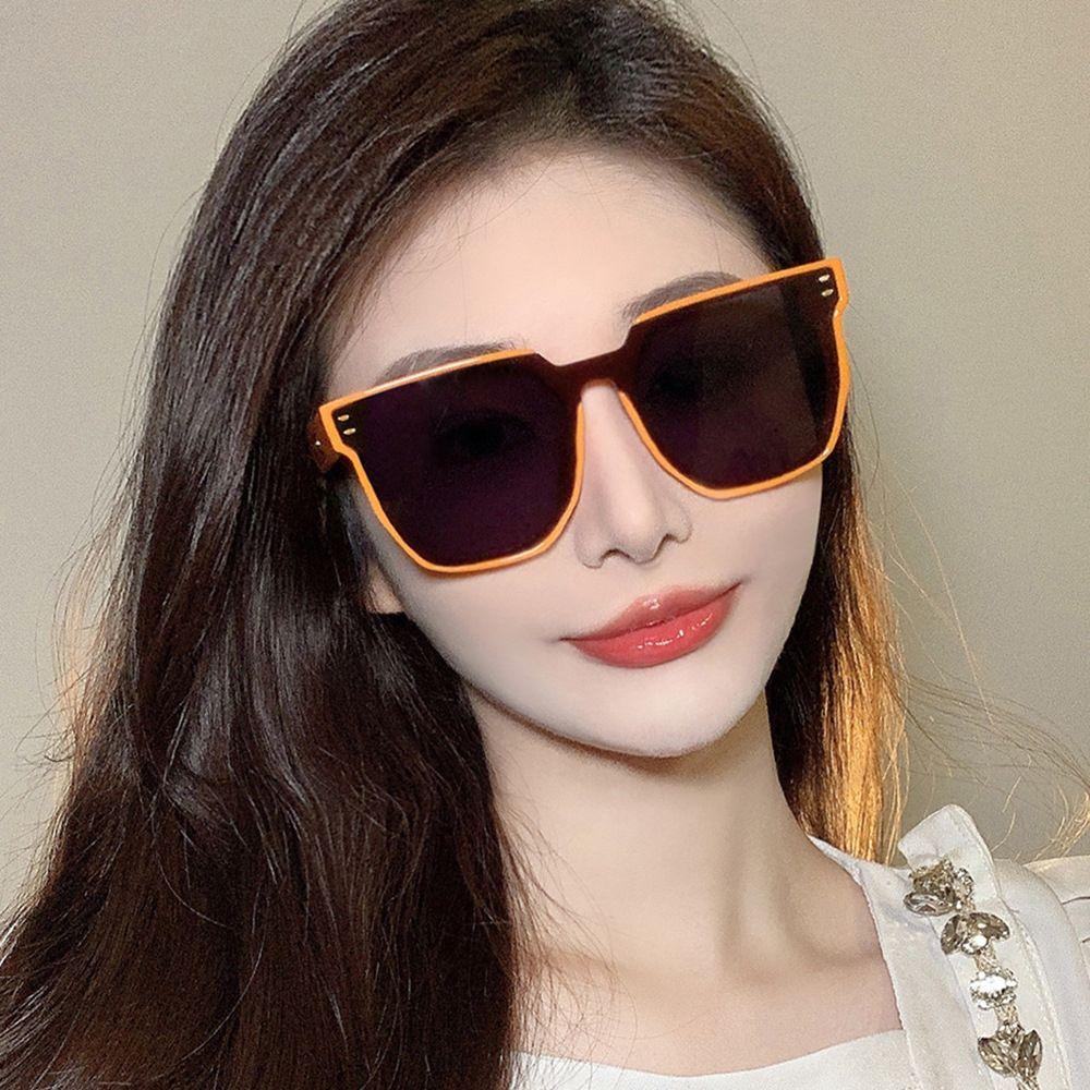 Mxbeauty Square Sunglasses Kaca Mata Anti Radiasi Untuk Wanita Perlindungan UV Bingkai Besar Perlindungan Kacamata Perempuan Korea Beras Kuku Anti Radiasi Kaca Wanita Kacamata