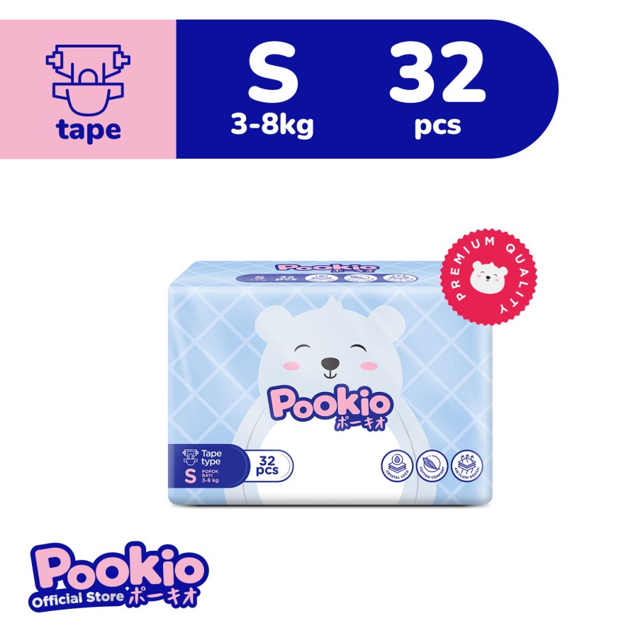 POOKIO Tape S 32 Pcs Popok Bayi Diaper Anak Perekat S32