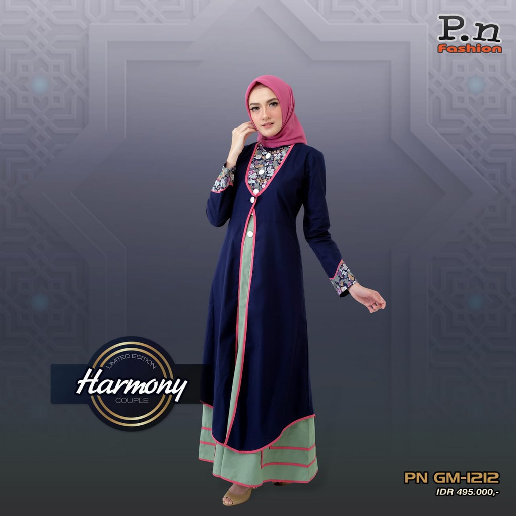 gamis pn fashion pn gm 1212 navy