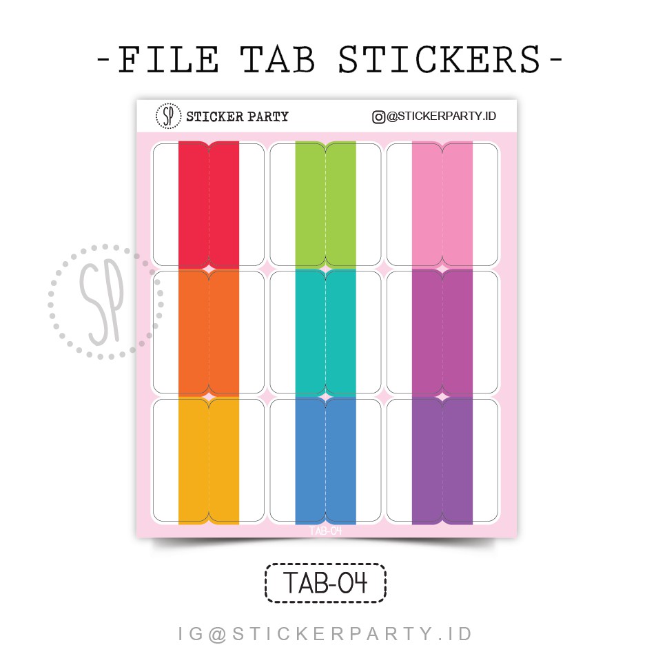 

[Sticker Party] Stiker File Tab Polos Penanda Index Map Pembatas Agenda Sekat 3CM Pelangi TAB04 TAB05