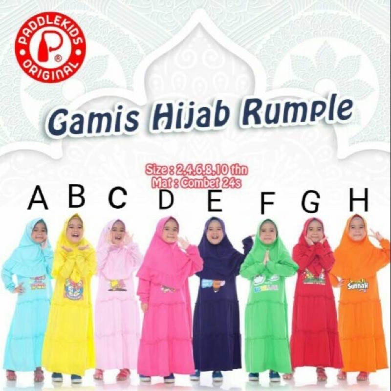 GAMIS PADDLEKIDS SET GAMIS PLUS HIJAB SIZE 2-10 PADDLE KIDS set gamis pocket amarra afra kids anak