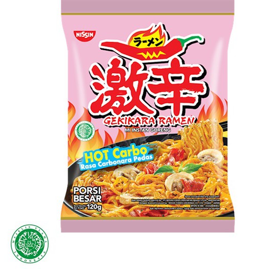 

NISSIN Gekikara Ramen Rasa Carbonara Pedas (Hot Carbo) Besar 120 Gram/Mie Instant Goreng Jepang