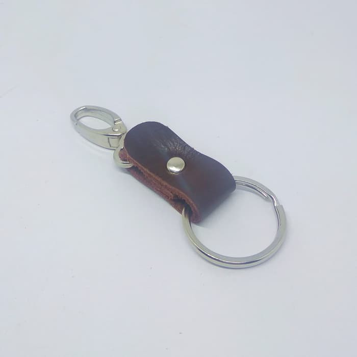 gantungan kunci kulit asli model ramping keychain coklat PHKC274