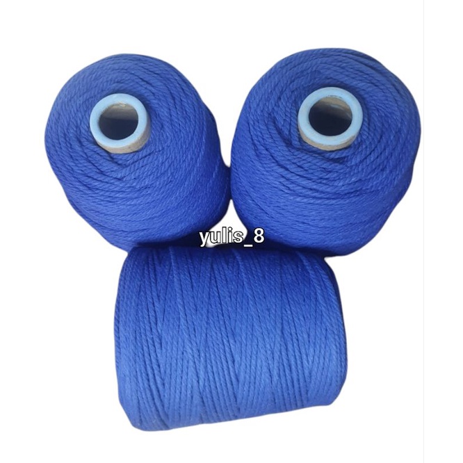 Benang katun premium warna Biru navi size 4mm / Tali macrame