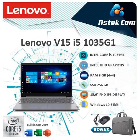 Lenovo V15 i5 1035G1 8GB 256ssd W10+OHS 15.6FHD IPS GRY -UFID