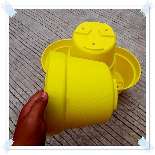 Tebal Pot Bunga 25cm Kuning Motif Serat Kayu - Pot Plastik 25 Cm Bibit Bunga Ori