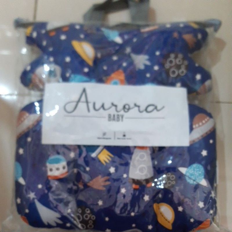 ALAS STROLLER - Aurora Baby dengan Sandaran Bantal Peyang (Peang) Motif Ufo Blue / Airy Brown / Bunny Grey