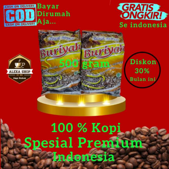 

KOPI ARABIKA/BUBUK KOPI MURNI HITAM TANPA CAMPURAN LOKAL AROMA NIKMAT MANTAP MURAH GROSIR - 500gram