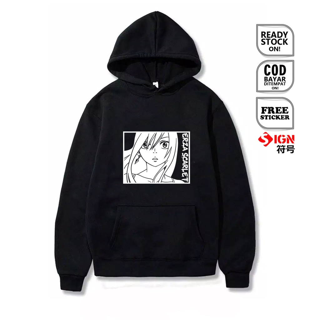 HOODIE WAIFU ANIME MANGA ERZA SCARLET FAIRY TAIL TITANIA TEAM NATSU GUILD MASTER MAKAROV TOWER OF HEAVEN NATSU DRAGNEEL BAJU JEPANG JAPAN CULTURE COSPLAY JEJEPANGAN LUCY HEARTFILIA OTAKU WIBU - SIGN CLOTH