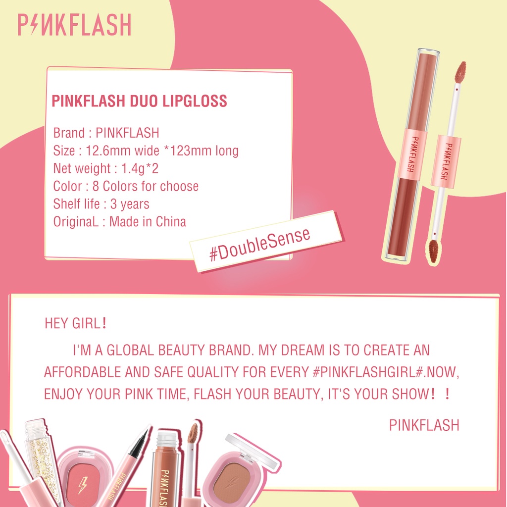 PINKFLASH 2 IN 1 Dual-ended Liquid Lipstick Lightweight High Pigment Matte Lipstick Lipstik