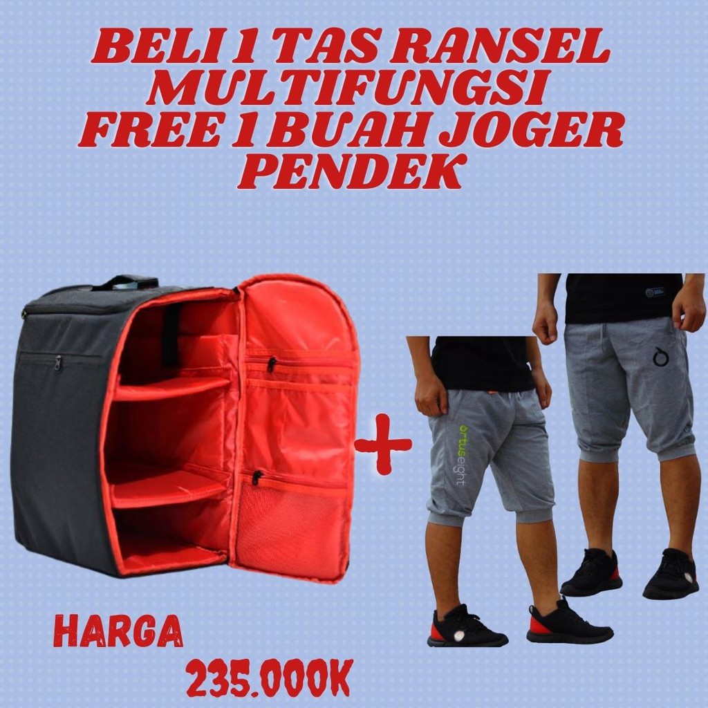 Paket Hemat Tas Ransel Olahraga Multifungsi Beli Tas Ransel Gratis Celana Joger Pendek Size Allsize