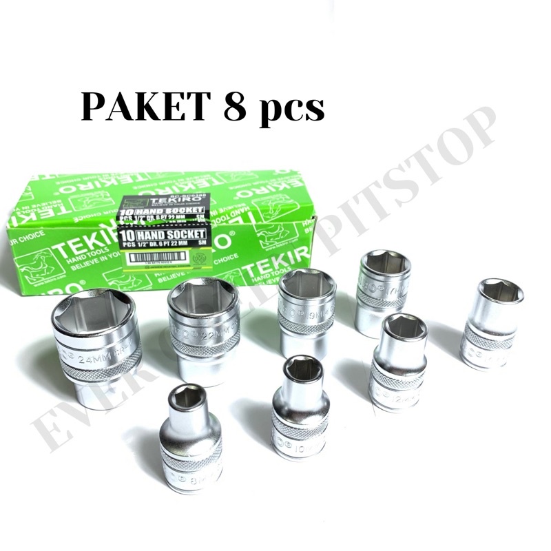 Paket Mata Sok 8 pcs 8 10 12 14 17 19 22 24 mm Tekiro Kunci Sock Gagang Stang Sok Murah 8pcs Mata Ku