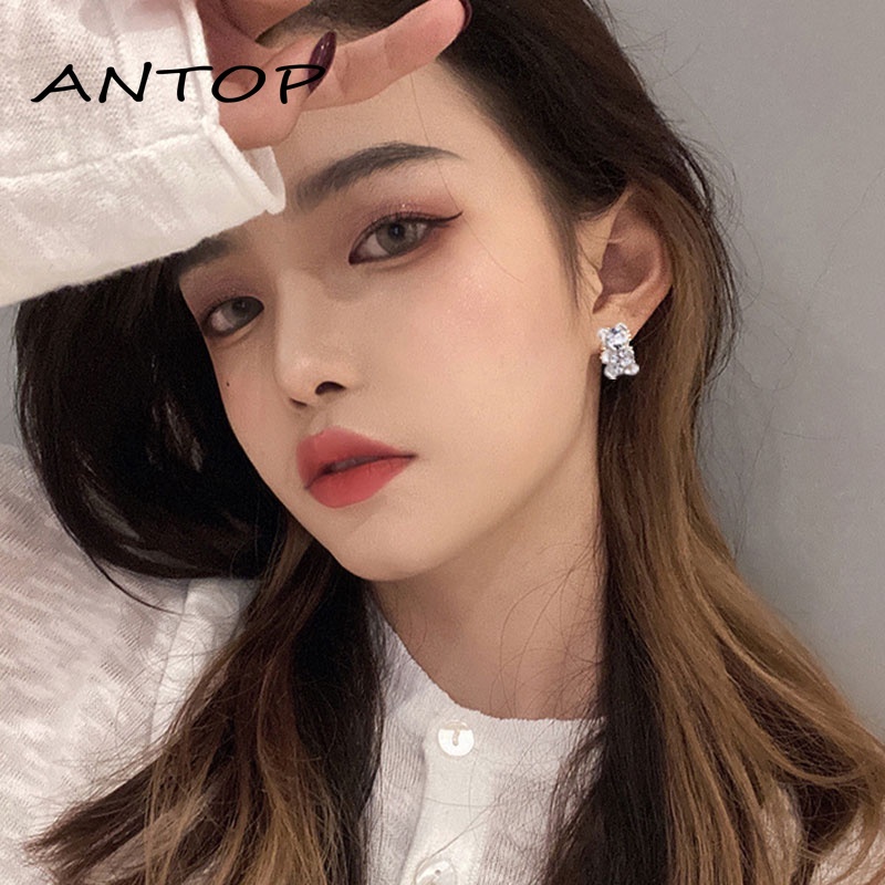 Fashion Hati Mutiara Kristal Stud Anting Pesona Zirkon Anting-Anting Perhiasan Untuk Wanita Hadiah ANTOP