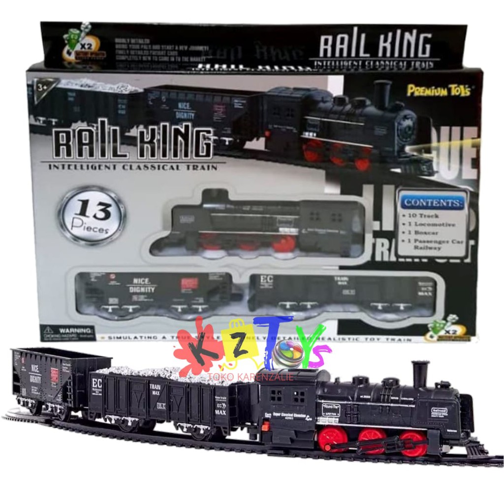 MAINAN ANAK KERETA KERETAAN RAIL KING TRAIN SET 13 PCS