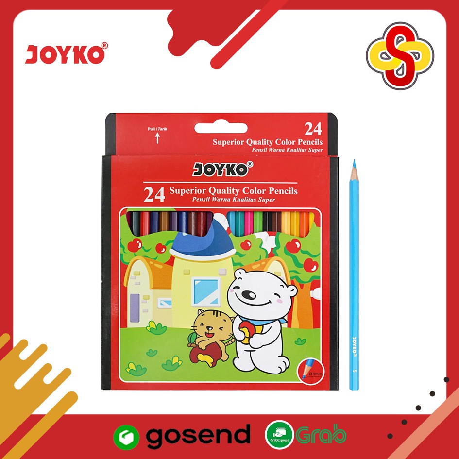 

Pensil Warna Joyko Superior Quality Hexagonal Grip PB - 24 Warna