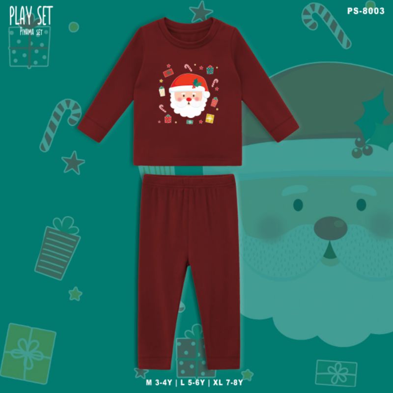 PIYAMA NATAL SANTA CLAUS ANAK-ANAK (UNISEX)/BAJU TIDUR ANAK NATAL SANTA CLAUS