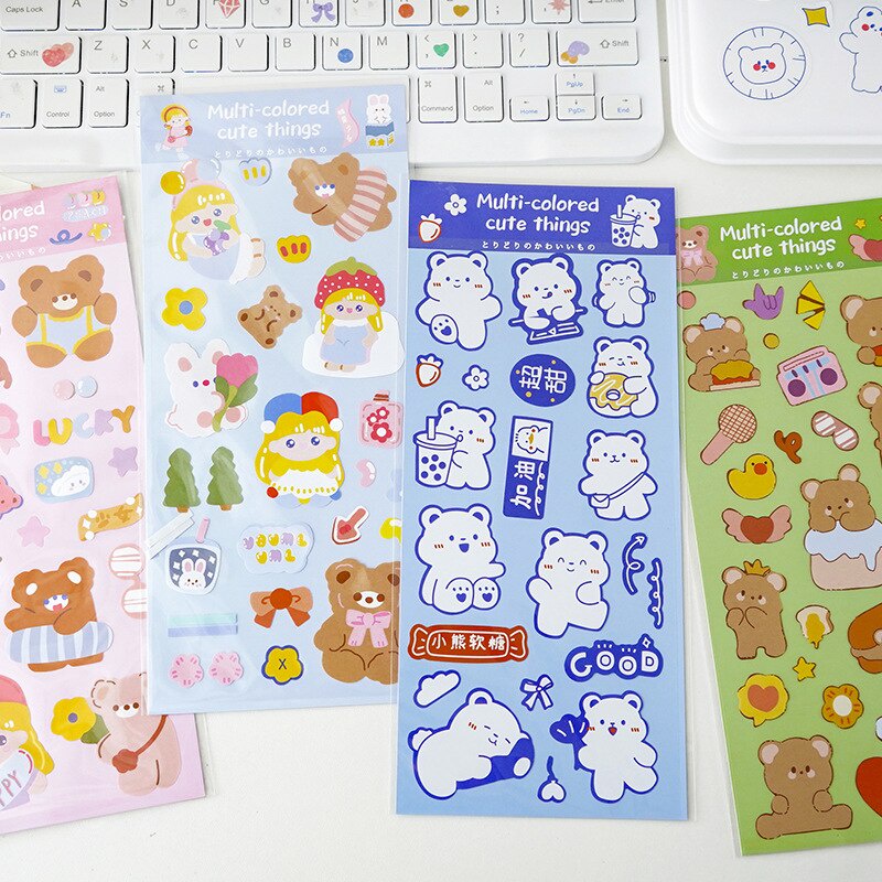 

1 Sheet Cute Korean Multi-color Cartoon Bears Stickers