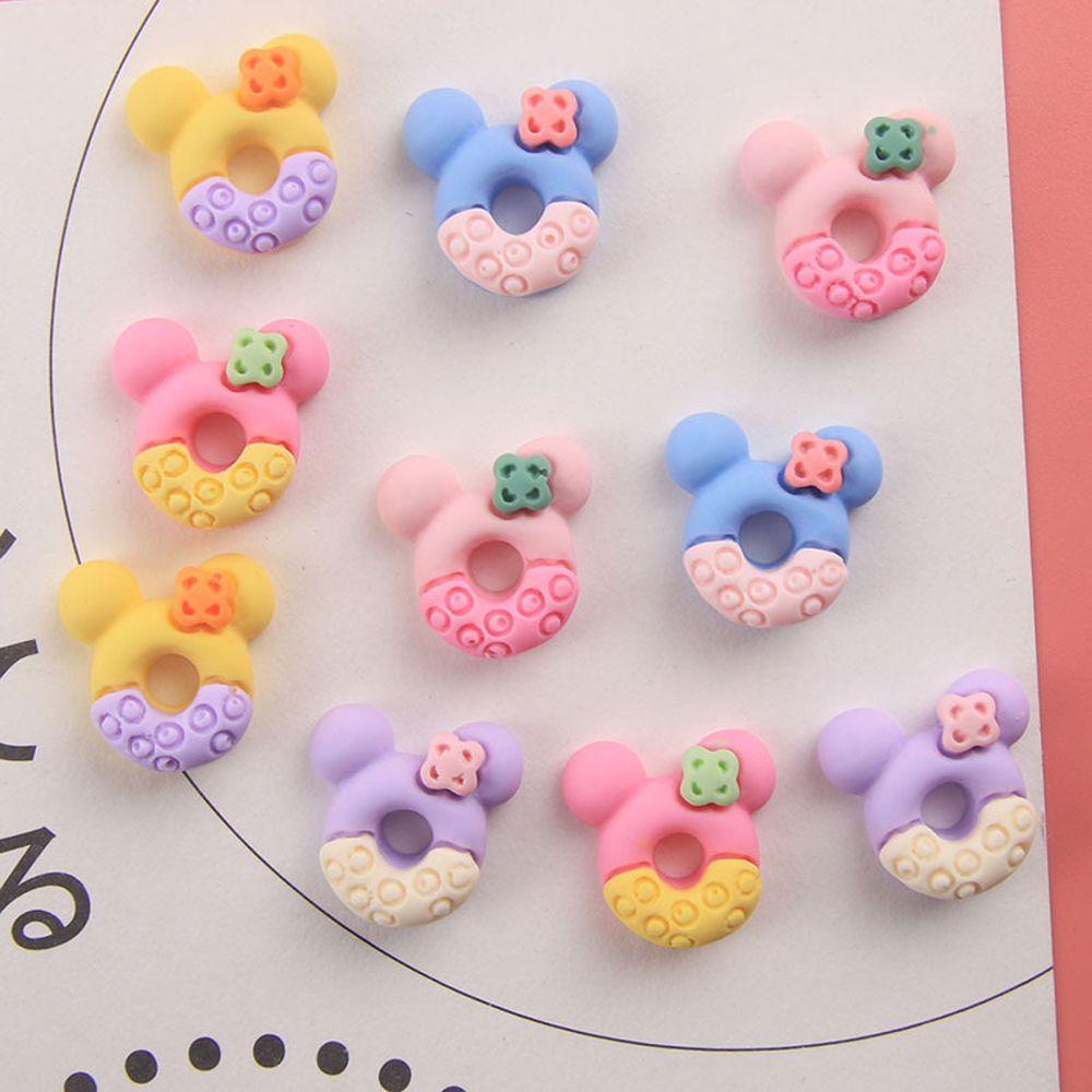 AUGUSTINA Agustina Donat Kuku Pesona Lucu Permen Warna Resin Flatback DIY Perlengkapan Kerajinan Mickey Mouse Manicure Aksesoris