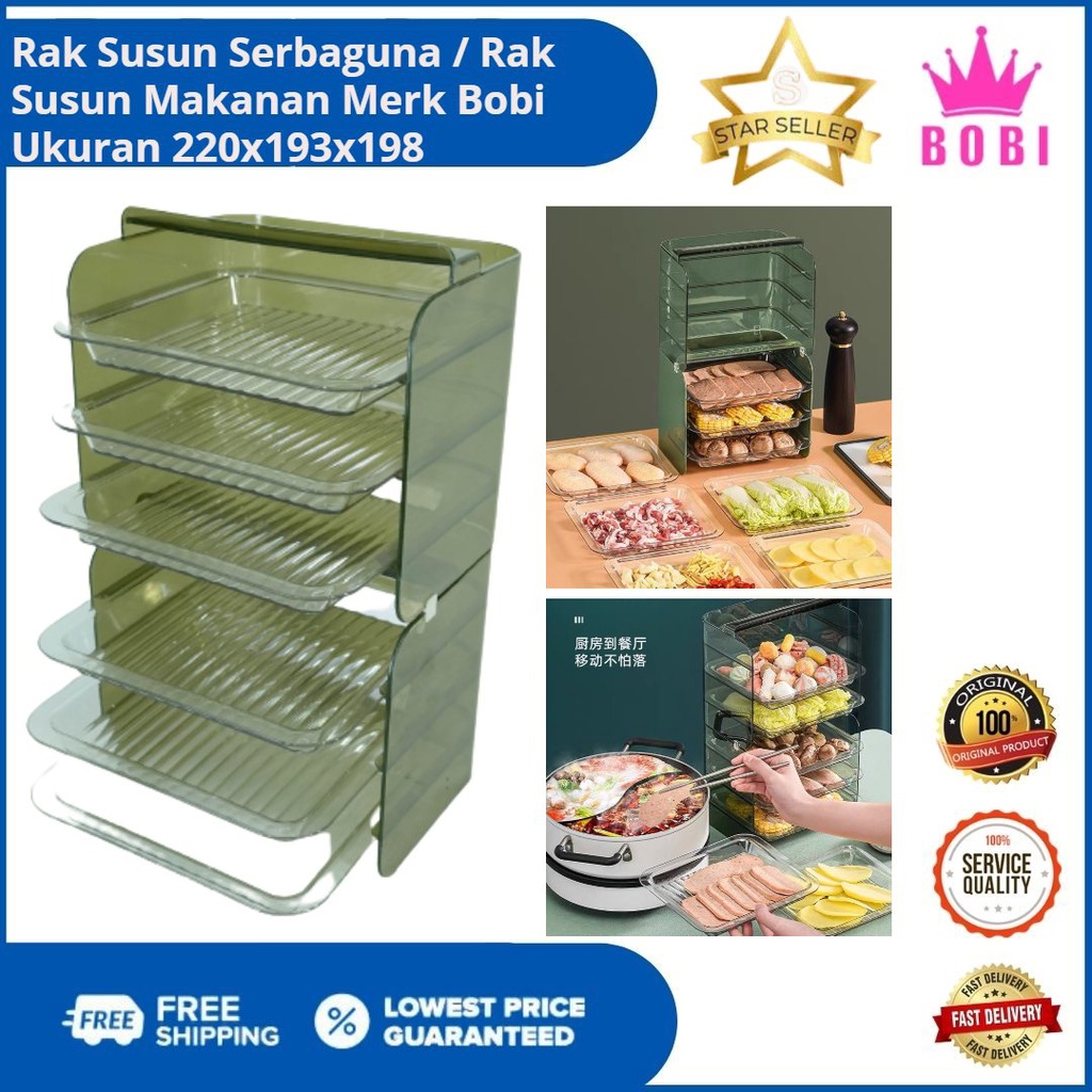 Rak Susun Serbaguna / Rak Dapur Praktis / Rak Susun Makanan 6lyr Merk Bobi