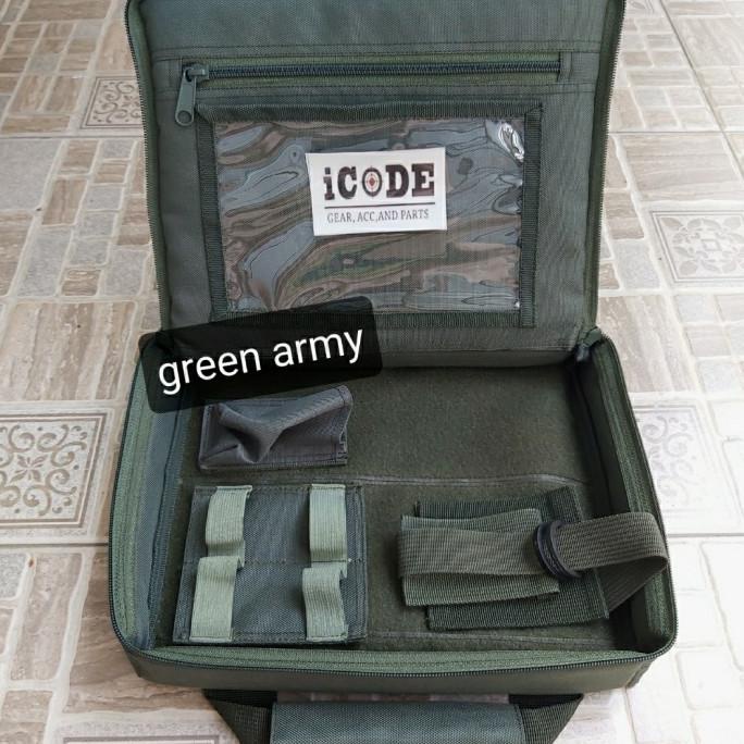 gunbag pistol tas gbb handgun pinggiran kaku green army/ijo tentara Star Seller
