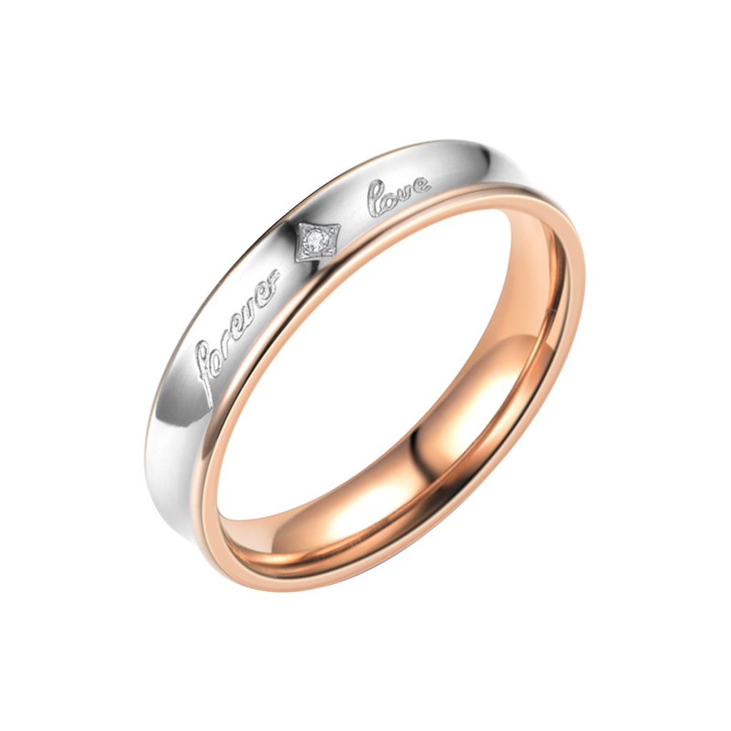 Hu Hu Hu Hu Hu Alat Bantu Pasang Kacamata♡ Cincin Pasangan Motif Ukir Forever Love Aksen Berlian Imitasi Untuk Hadiah Wanita