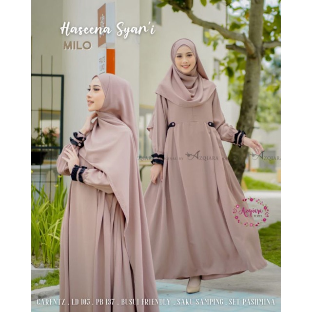 Gamis Terbaru HASEENA ori by AzQiara Set Pasmina