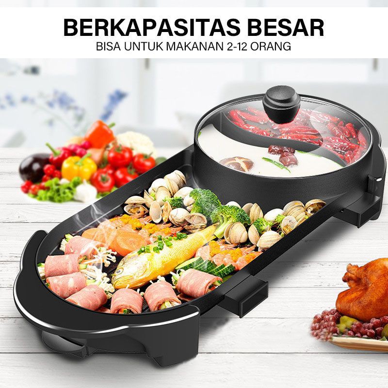 Panci Pemanggang Barbeque Model Lonjong Dual-fungsi pemanggangan Multifungsi bisa untuk BBQ / Pemang