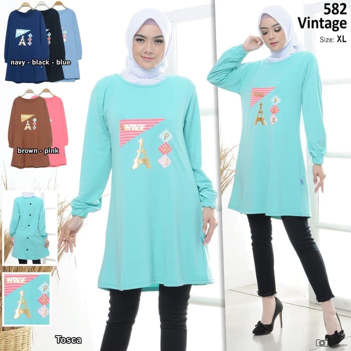 Atasan tunik fashion wanita muslim kaos wanita atasan muslim wanita