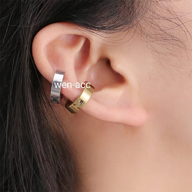 Anting jepit Titanium Cewek Cowok