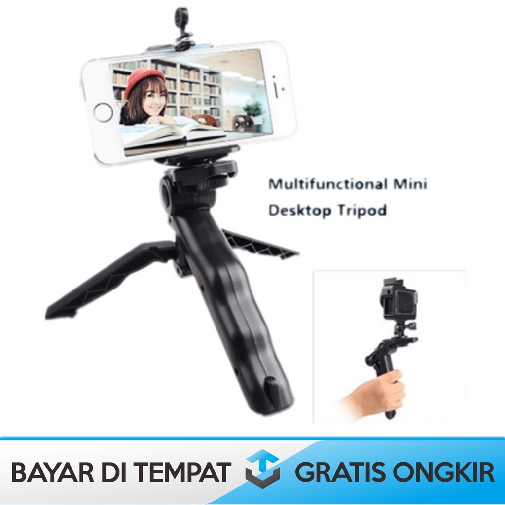 MINI TRIPOD 2 IN 1 FOR HANDPOHNE DAN KAMERA CANON DSLR LIPAT PORTABLE