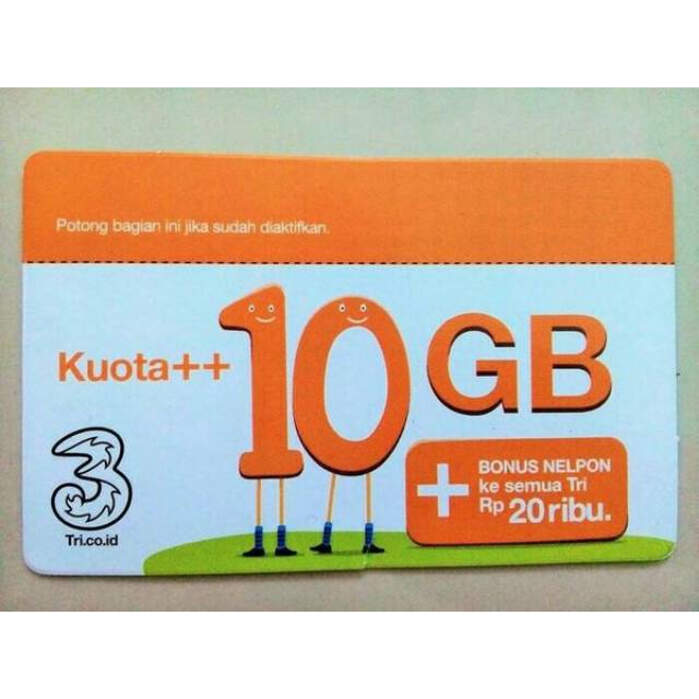 Voucher Tri 10GB + kuota bonus 20GB (4G)