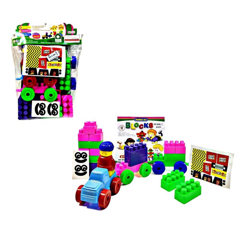 Ready RR 5008T MAINAN ANAK EDUKASI LEGO BLOCK BESAR ISI 32PCS PLUS BONEKA LEGO / LEGO BLOCK Rumah Ma
