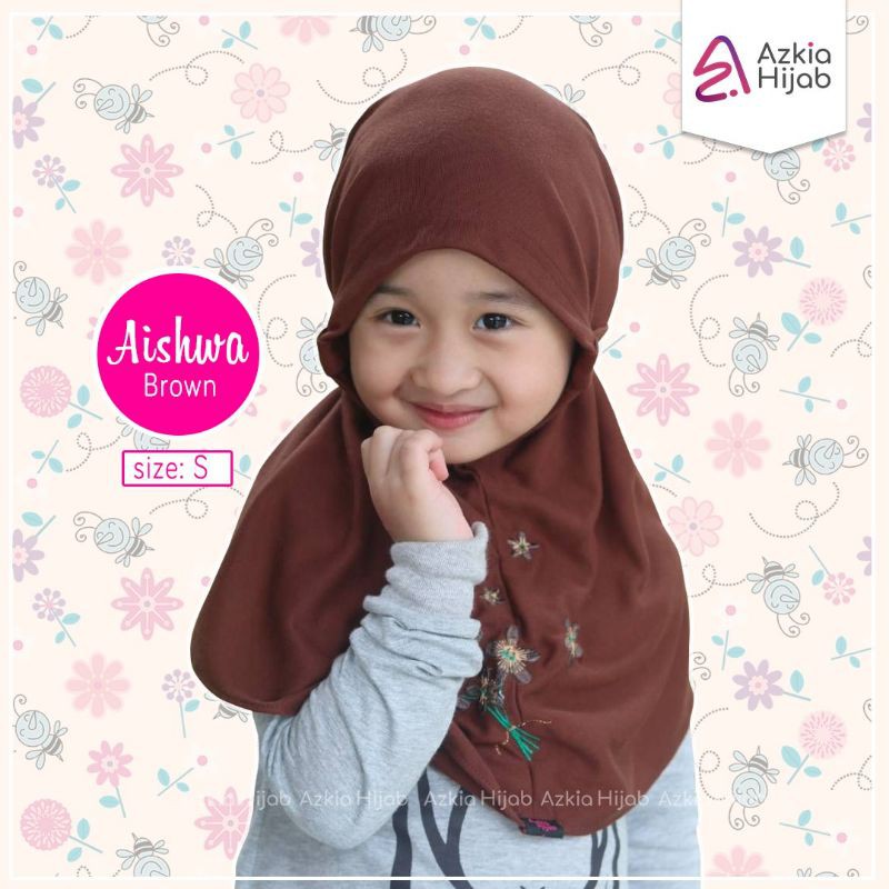 Aishwa || size SS (size 1) jilbab anak / bayi || usia 0 bulan - 6 bulan new azkia hijab-Brown