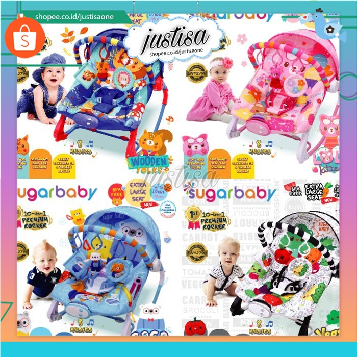 Promo !! PROMO!! SUGARBABY BOUNCER  10in1 - Kursi Duduk Bayi Sugar Baby NEW 10in1 Premium Rocker Bouncer