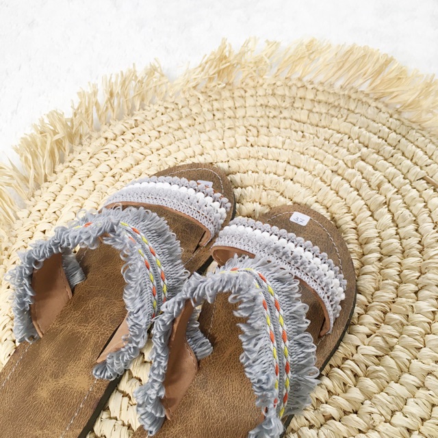 Boho simply grey sandal sandal boho / sandal etnik / sandal bohemian / sandal wanita-3