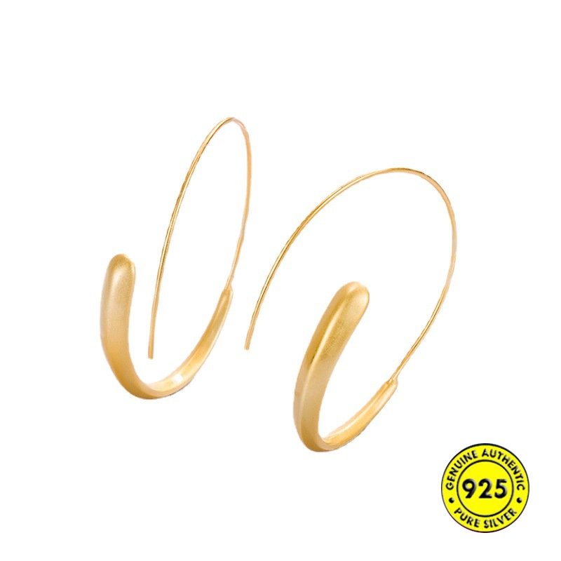 Anting Tusuk Sterling Silver 925 Lapis Emas 18K Desain Geometri Untuk Wanita U944