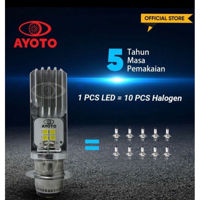 BOHLAM LAMPU LED DEPAN AYOTO M2B AC DC HI LO BEBEK MATIC