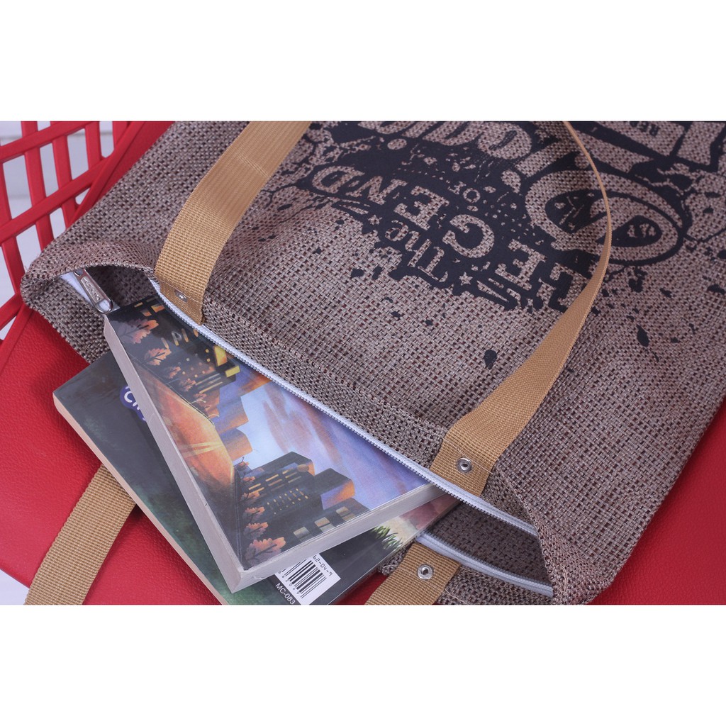 TOTE BAG WANITA TOTEBAG PRIA CANVAS MOTIF GOOD QUALITY WITH RESLETING KODE - 021