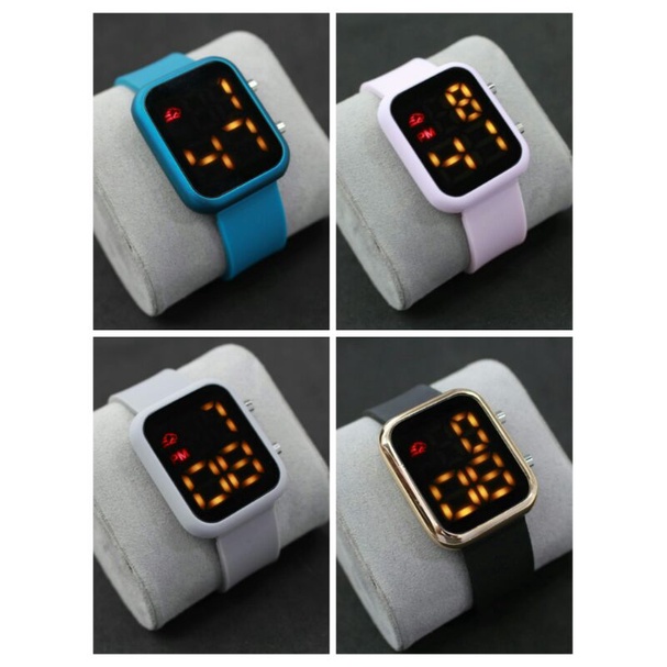 LED digital jam tangan wanita LED watch digital strap Rubber