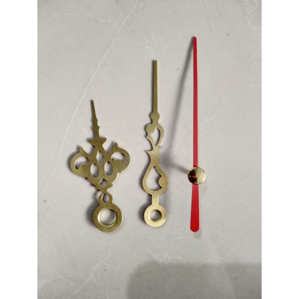 mesin jam dinding jarum ukir gold kecil