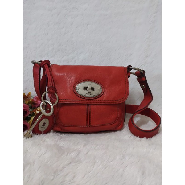 Fossil Maddox Small Crossbody Red Leather
