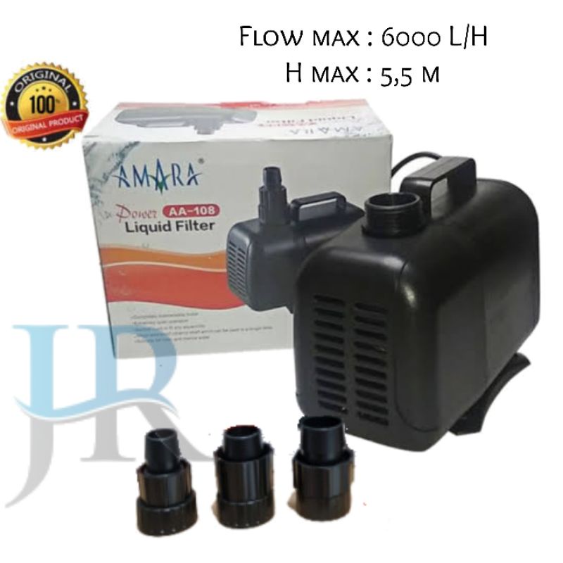 Pompa celup kolam hidroponik air terjun 5,5 meter Amara AA 108