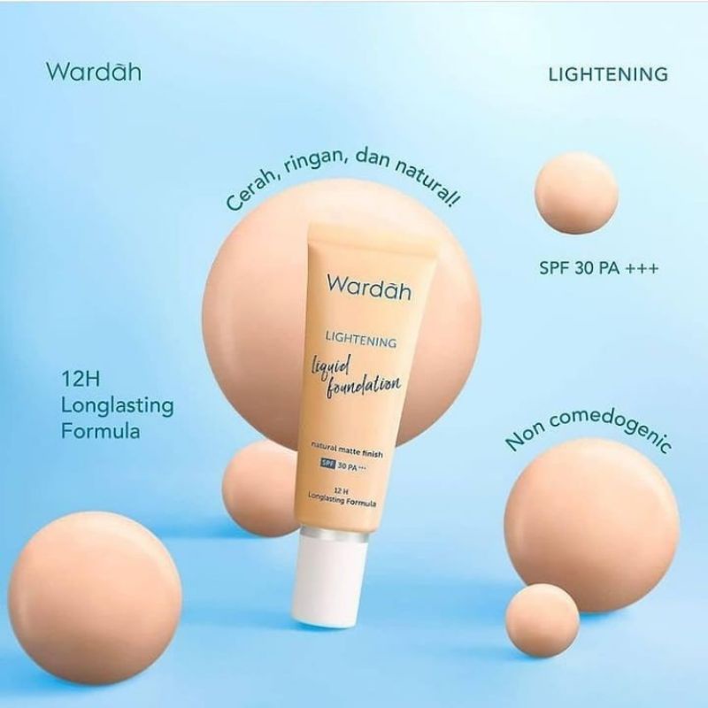 Wardah Lightening Liguid Foundation BPOM Halal SPF 30 PA+++