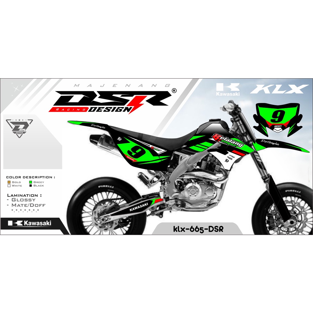 DECAL / STICKER MOTOR / KLX LAMA / WARNA HIJAU