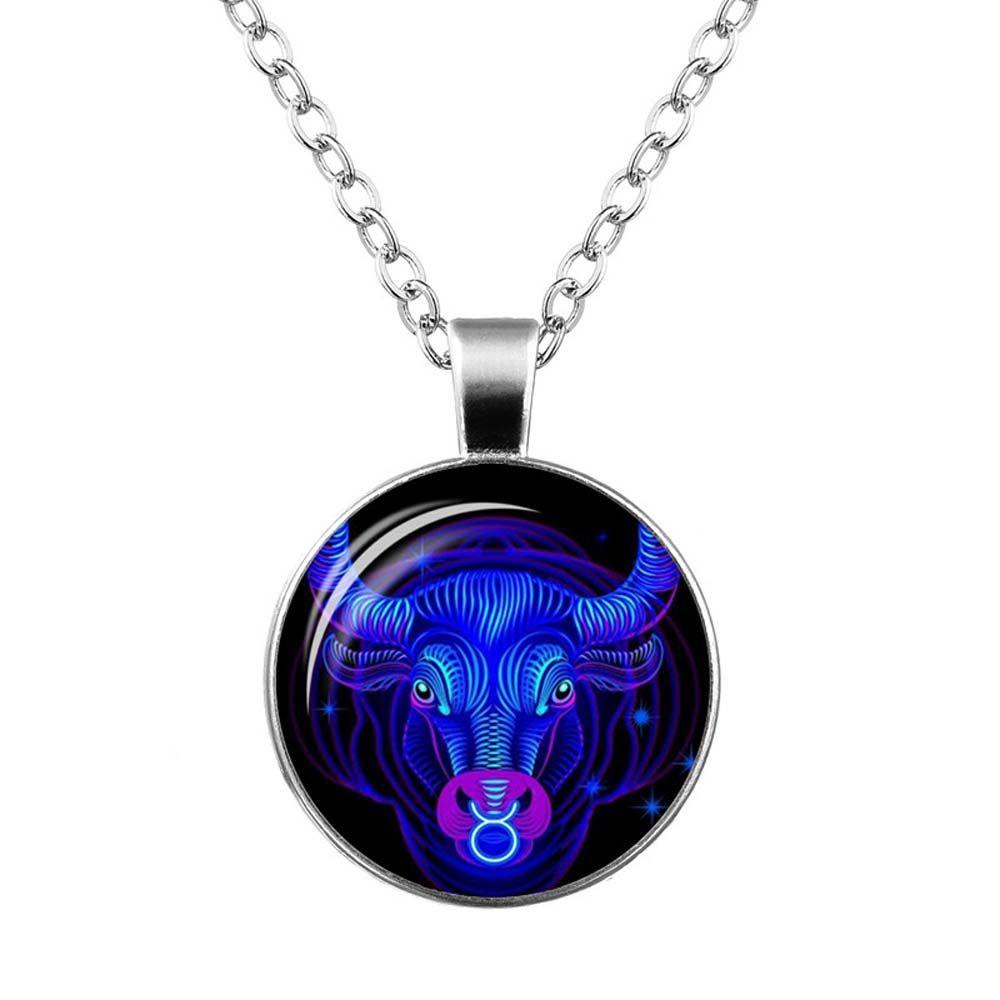 NEEDWAY Needway Kalung Hadiah Ulang Tahun Libra Leo 12rasi Rasi Bintang Horoskop Tanda Astrologi Zodiak Cabochon Kaca Untuk Wanita Pria Dekorasi