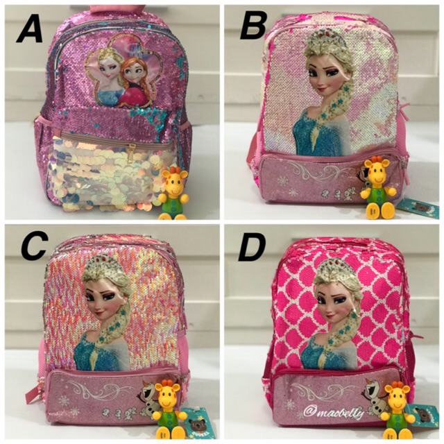 Tas Ransel Anak Sekolah SD / Tas Anak Perempuan Sequin / Tas Sequin LOL LED Musik Frozen LED / MB065