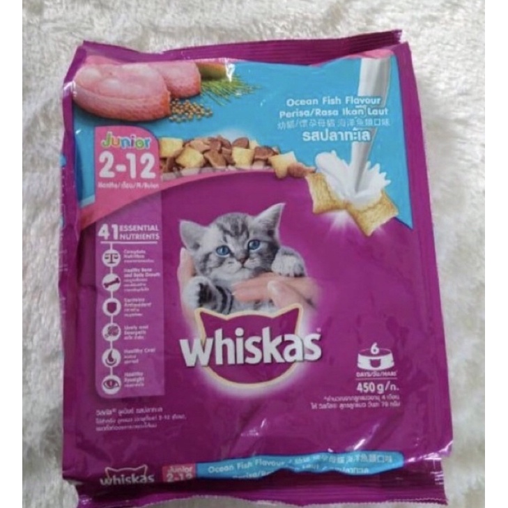 whiskas junior makanan kering kucing